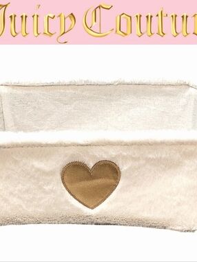 Juicy Couture Home Gold Heart Velour Decorative Storage Basket